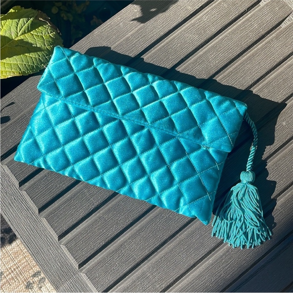 New Teal Quilted Clutch